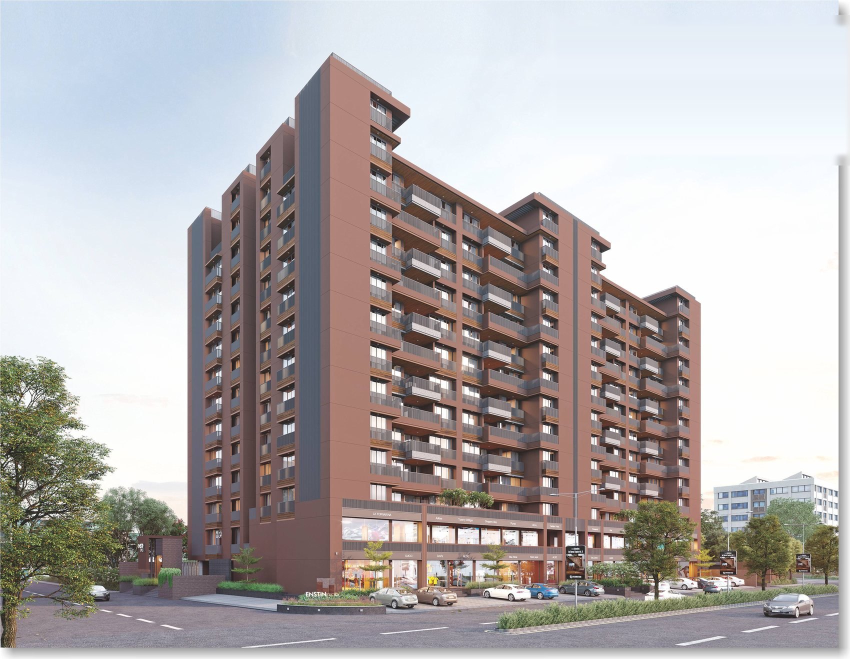 Enstin Evoq elevation — Science City Road, Ahmedabad